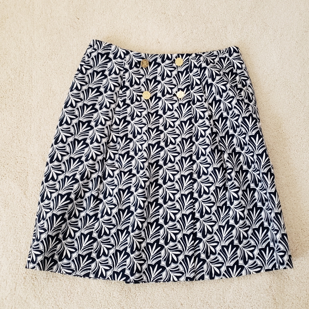 Draper James Blue/White Patterned Skirt sz2 - Picture 2 of 12